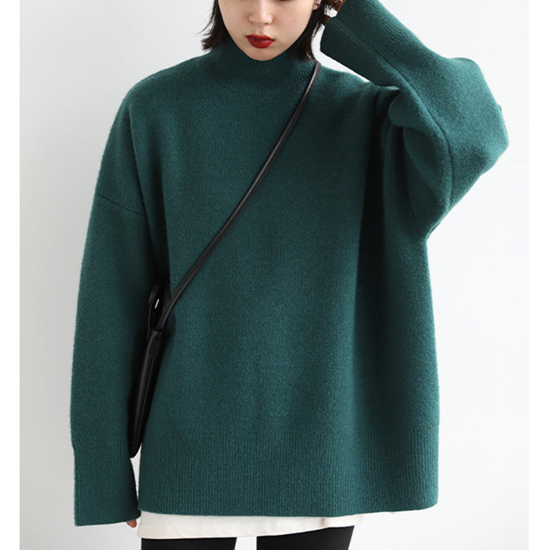 Damen Grob gestrickter Rollkragenpullover mit weitem Schnitt und lässigem Design Drune