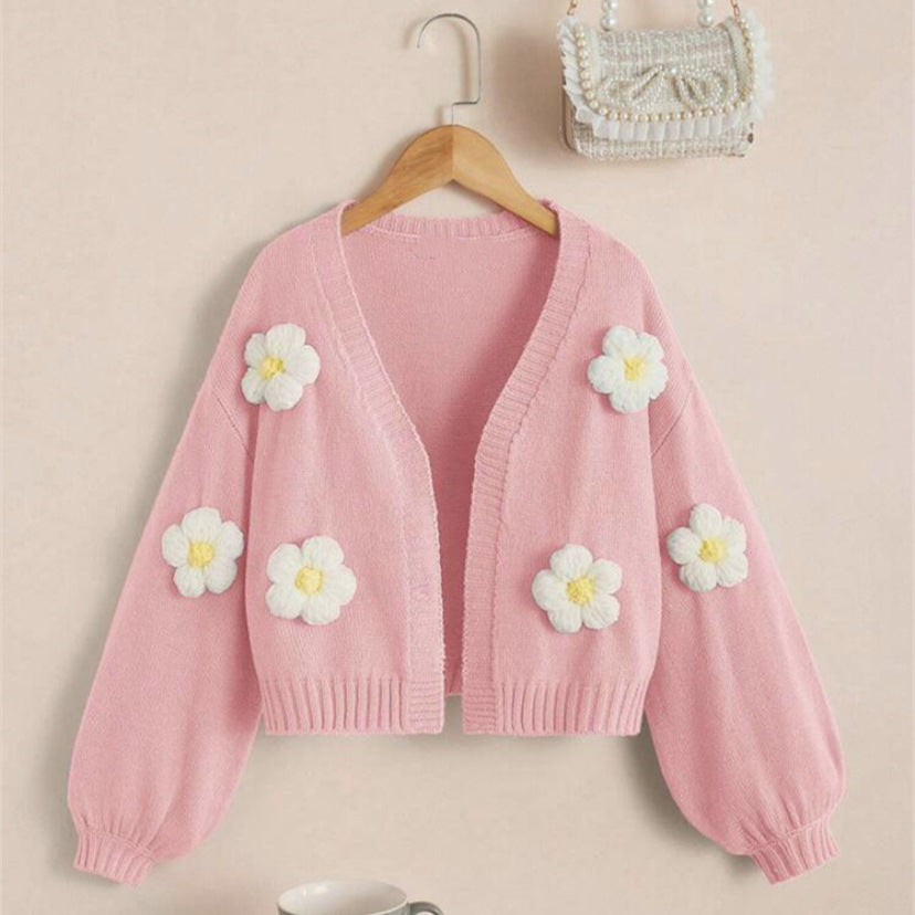 Damen Kurzjacke mit verspielten Blumenapplikationen Drune