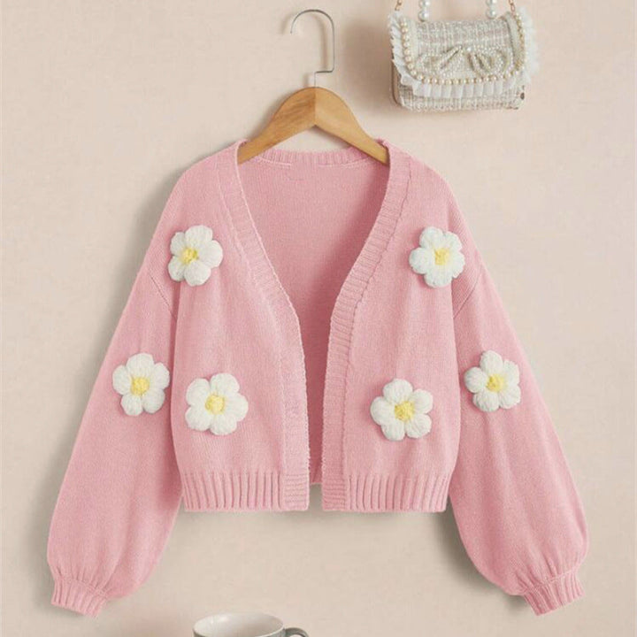 Damen Kurzjacke mit verspielten Blumenapplikationen Drune