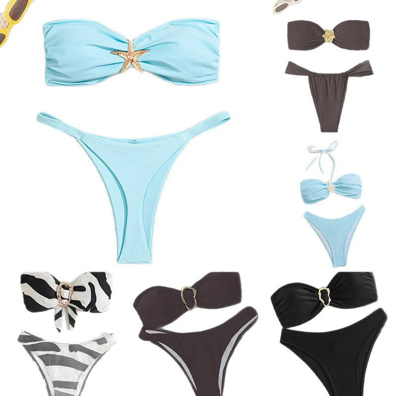 Damen Bandeau-Bikini mit elegantem Verschluss und modischem Design Drune