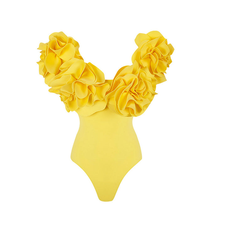 Damen Einteiler Schwimmanzug mit voluminösen Rüschen Drune