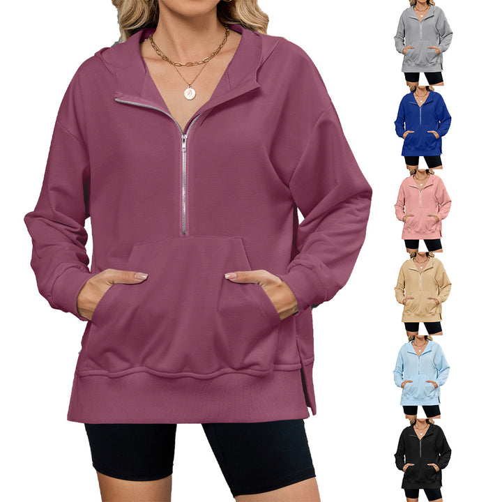 Damen Kapuzenpullover mit durchgehendem Reißverschluss und Taschen Drune