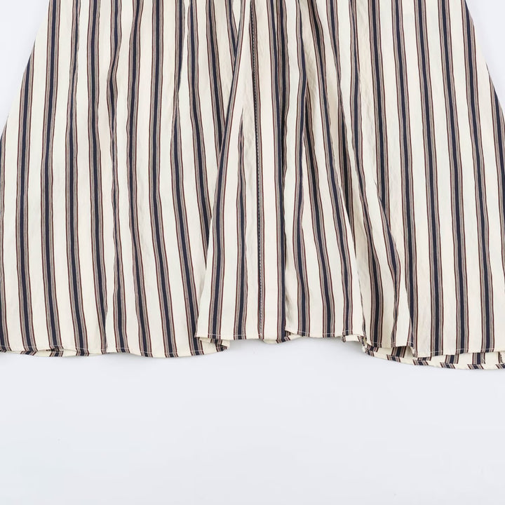 Damen Langes gestreiftes Hemdblusenkleid mit Taillengürtel und überschnittenen Ärmeln Drune