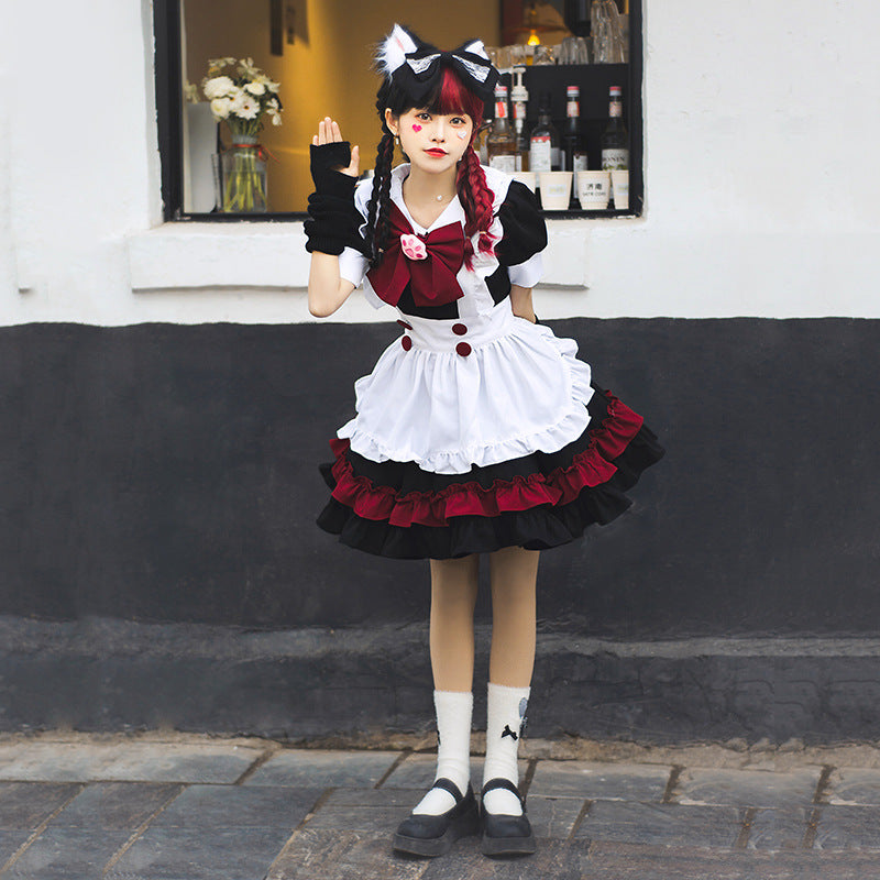 Mädchen Catgirl Kostüm mit Rüschen und Katzenohren Drune