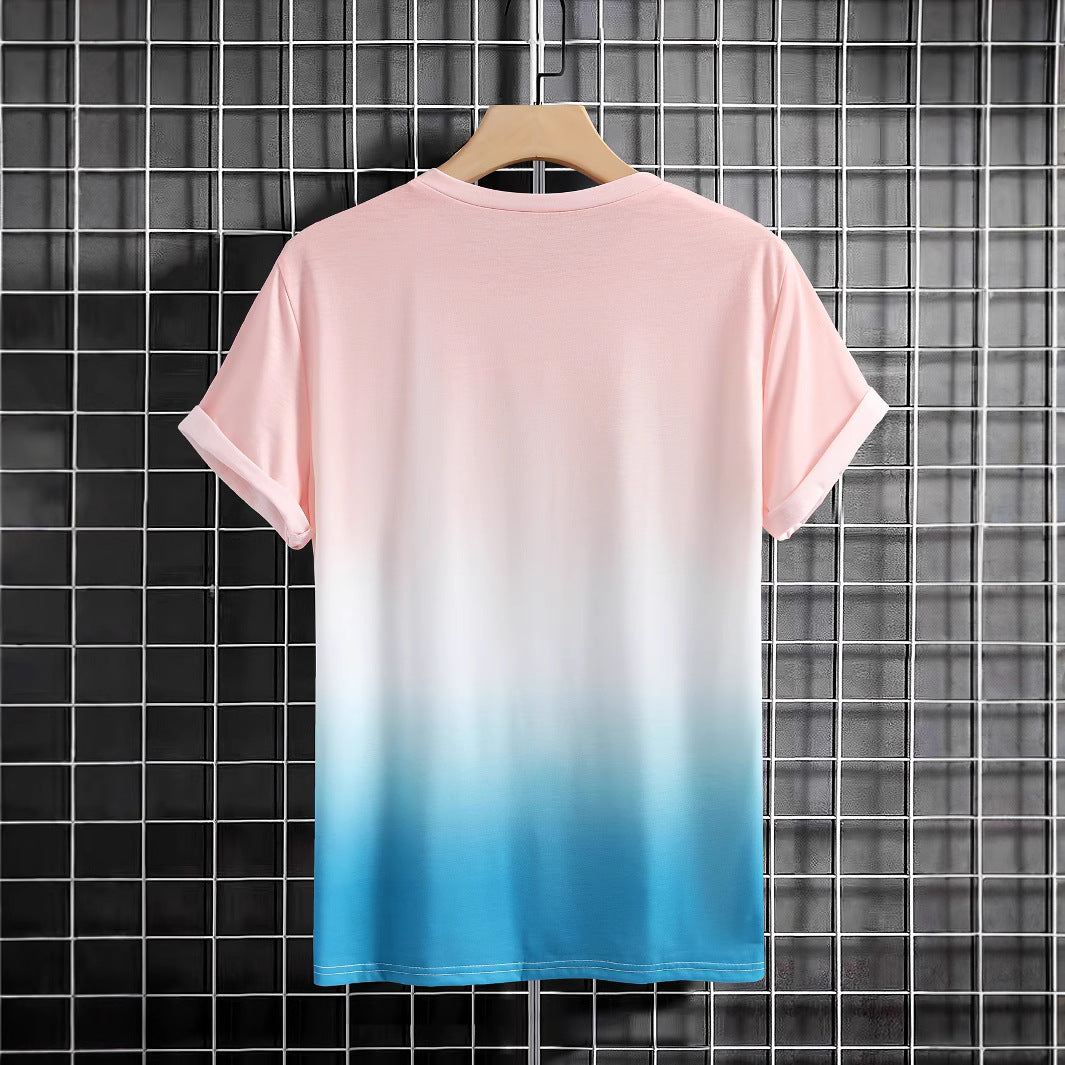 Herren T-Shirt mit modernem Farbverlauf und Palmenstickerei Drune