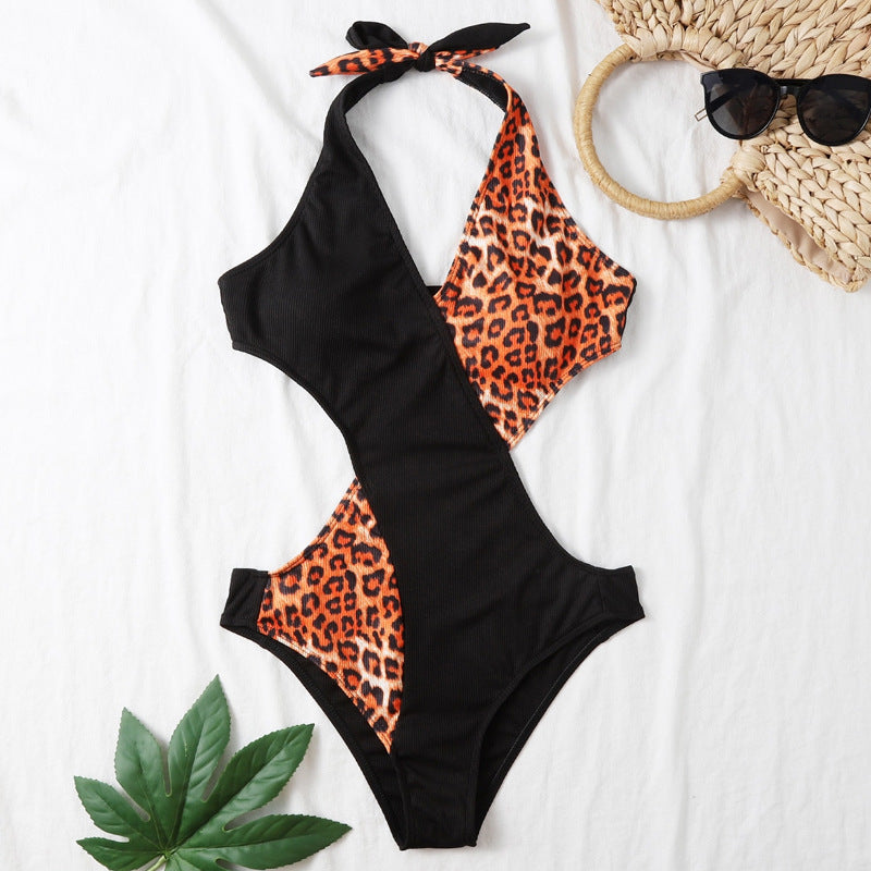 Damen Einteiliger Badeanzug mit innovativem Cut-Out-Design und luxuriösem Leopardenmuster Drune