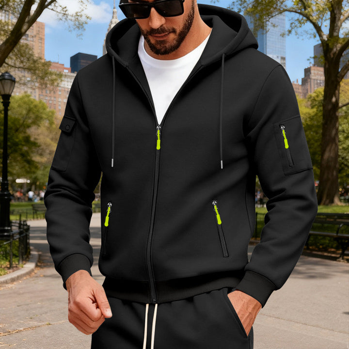 Herren nan Kapuzenjacke mit wasserabweisenden Reißverschlüssen und multifunktionalen Taschen Drune