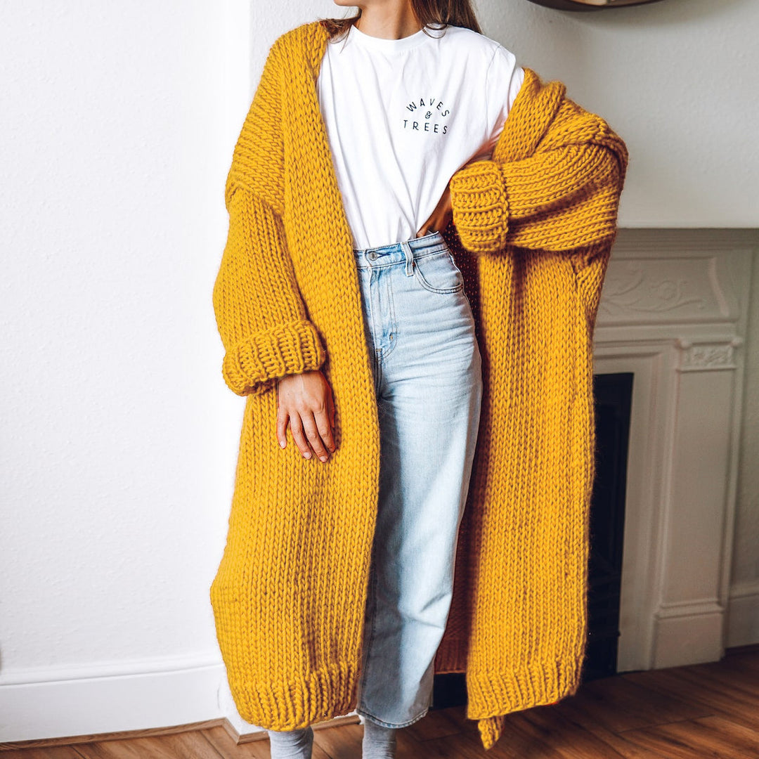 Damen Langärmeliger Grobstrick Cardigan Drune