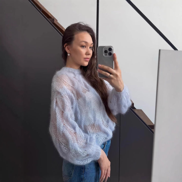 Damen Weicher Mohairpullover mit voluminösen Ärmeln Drune