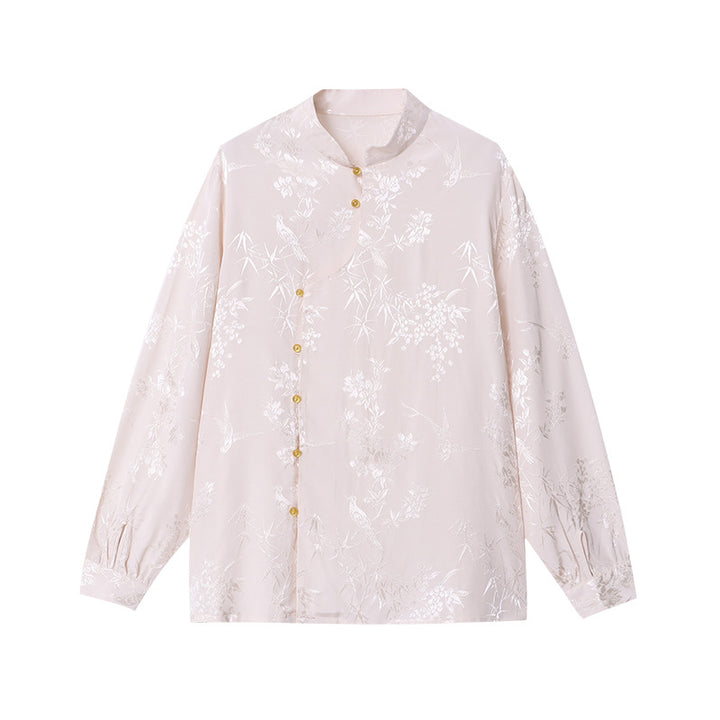 Damen Bluse mit floralen Stickereien und raffinierten Knopfdetails Drune