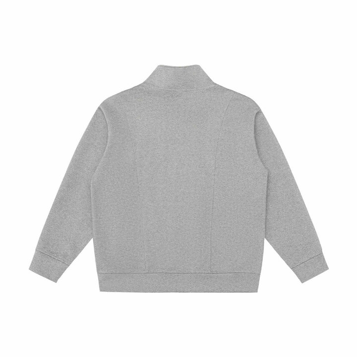 Unisex Leichte Stehkragen‑Jacke aus Fischgrät‑Struktur mit durchgehendem Reißverschluss Drune