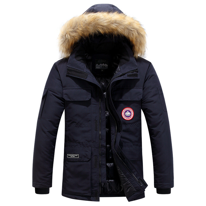 Herren Thermo-Parka mit abnehmbarer Kunstfellkapuze, winddicht und wasserabweisend Drune
