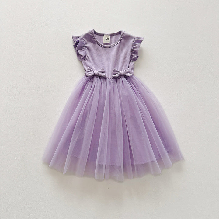 Mädchen Tüll Rüschdress mit Schleifenakzenten Drune