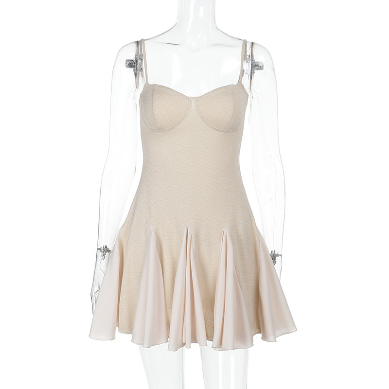 Damen Skaterkleid mit elegantem Bustier-Oberteil und Rüschen Drune