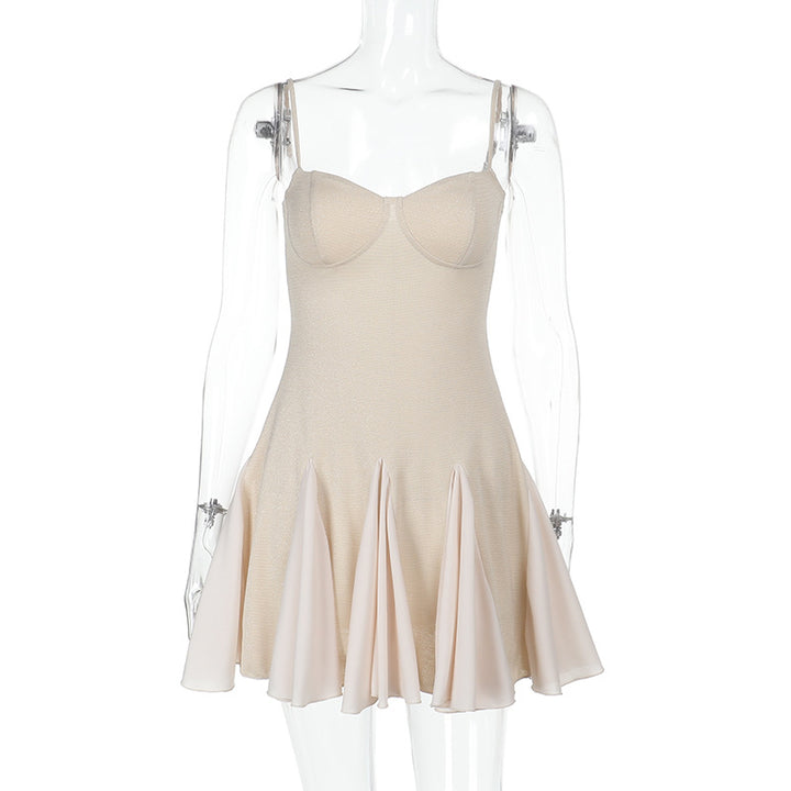 Damen Skaterkleid mit elegantem Bustier-Oberteil und Rüschen Drune