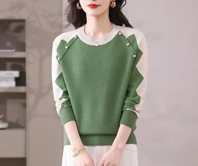 Damen lässiger Pullover mit auffälligen Applikationen Drune