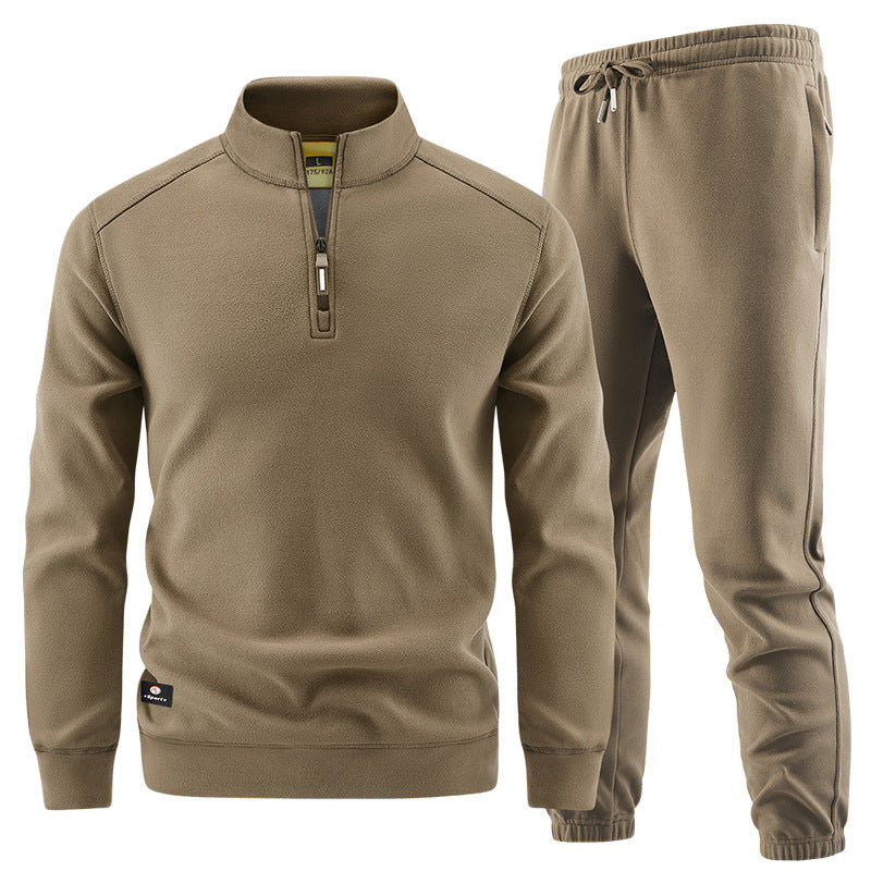 Herren Fleece-Trainingsset mit Stehkragen und Elastikbund Drune