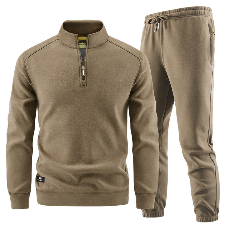 Herren Fleece-Trainingsset mit Stehkragen und Elastikbund Drune