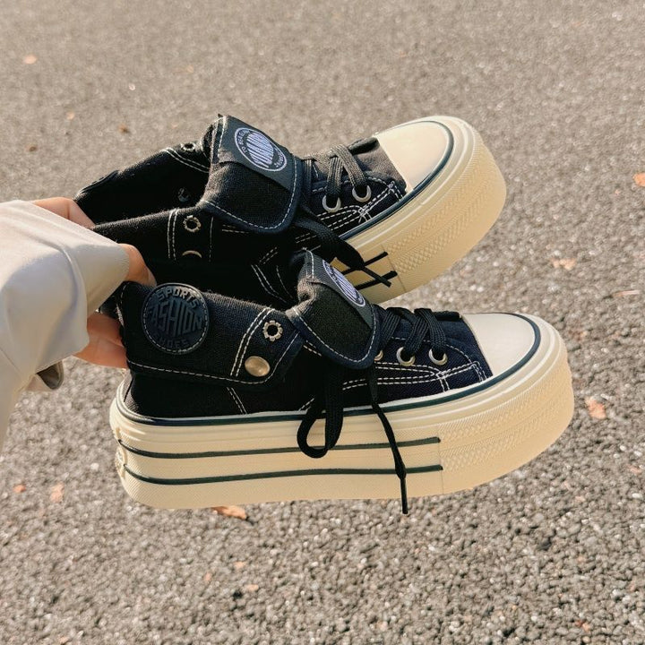 Damen Chunky Sneakers mit hohem Plateau und modischem Schnürsystem Drune
