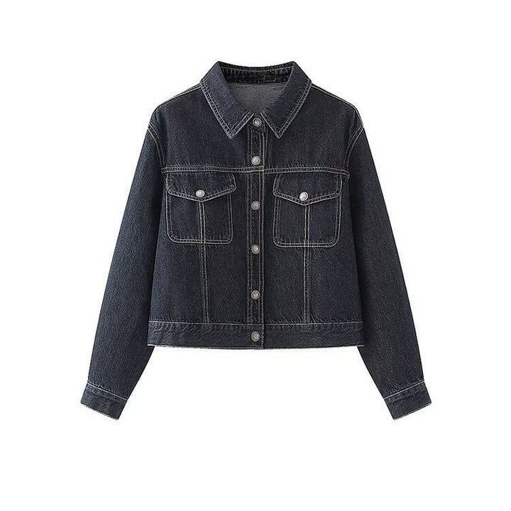 Damen Jeansjacke mit zwei aufgesetzten Brusttaschen und klassischem Kragen Drune