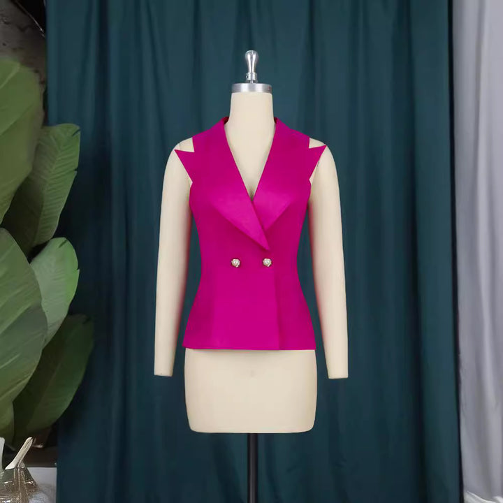Damen elegantes Blazer-Ensemble mit modernem Schnitt und feinen Knopfdetails Drune
