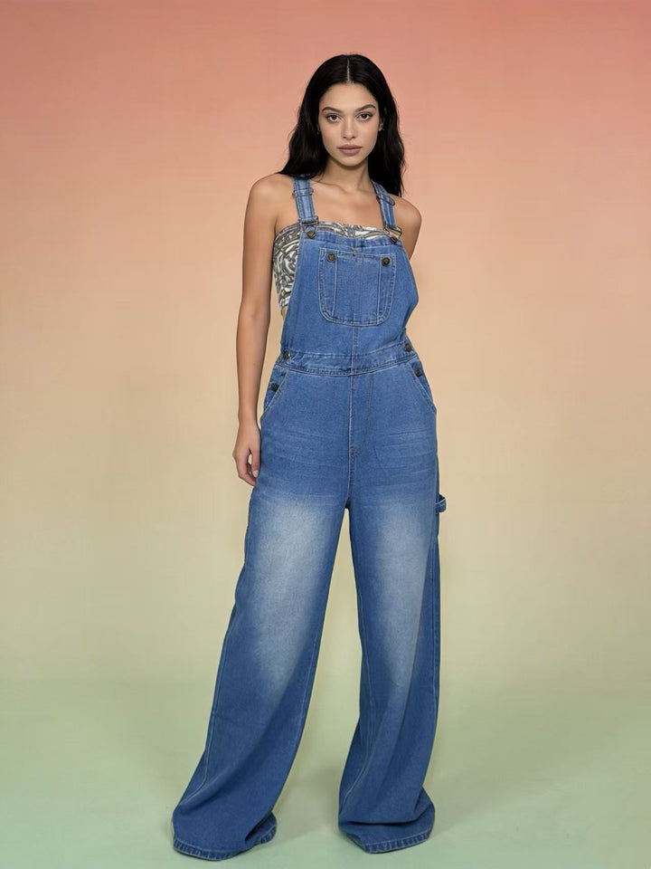 Damen Latzhose im lässigen oversized Schnitt mit funktionalen Seitentaschen Drune