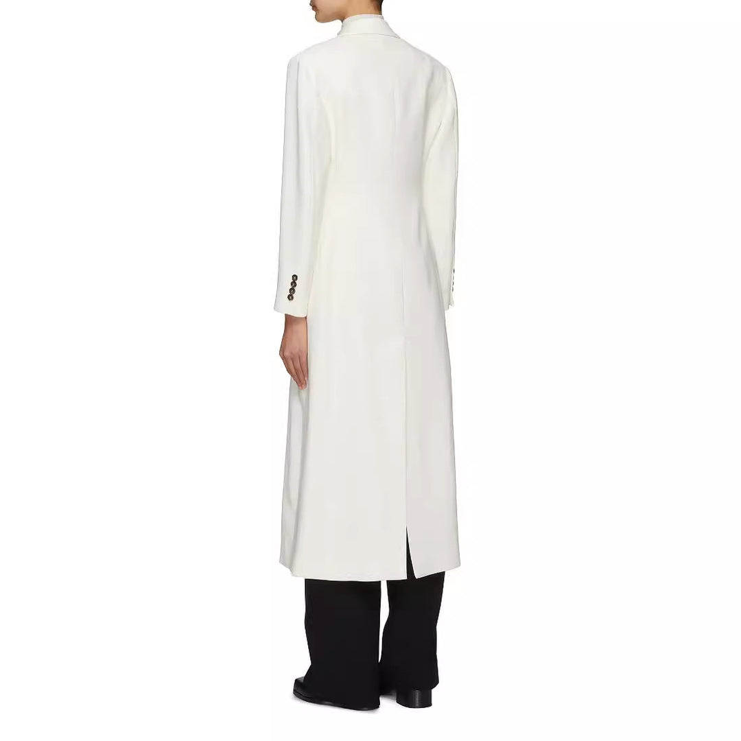 Damen Bodenlanger Schnittblazer-Mantel mit strukturierter Tailoring‑Silhouette Drune
