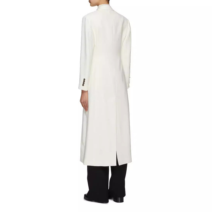 Damen Bodenlanger Schnittblazer-Mantel mit strukturierter Tailoring‑Silhouette Drune