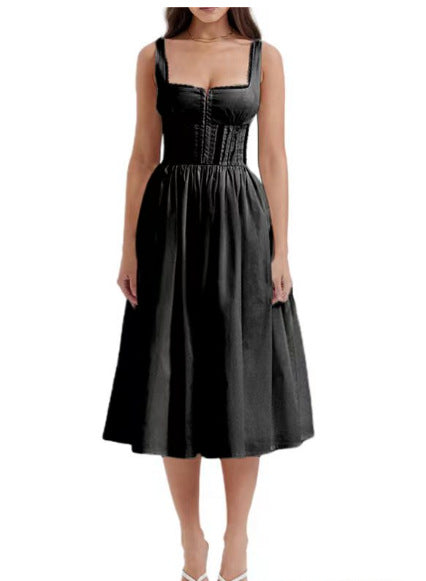 Damen Midi-Kleid mit raffinierten Spitzenakzenten und tailliertem Schnitt Drune