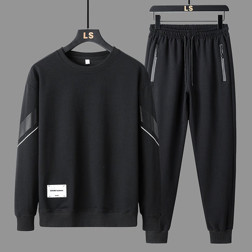 Herren Sportliches Freizeit-Trainingsset aus Sweatshirt & Jogginghose mit Reißverschlusstaschen Drune