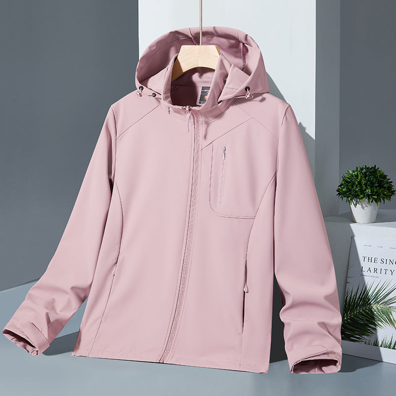 Damen Leichte Softshell-Kapuzenjacke mit wind- und wasserabweisender Membran und Brust-Reißverschlusstasche Drune