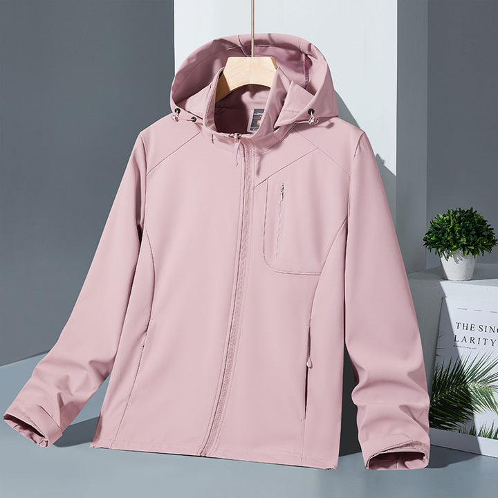 Damen Leichte Softshell-Kapuzenjacke mit wind- und wasserabweisender Membran und Brust-Reißverschlusstasche Drune