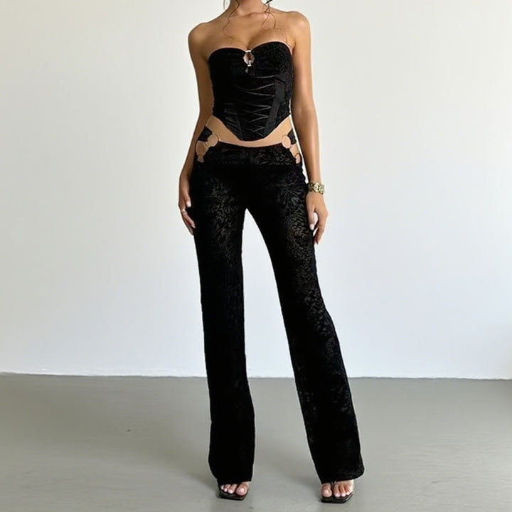 Damen Elegantes Zweiteiliges Set mit Bustier und High-Waist Hose Drune