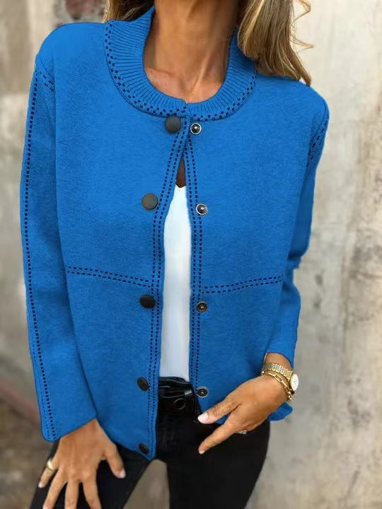 Drune | Strickjacke Lockere Passform Stricktextur Knopfverschluss Rundhals