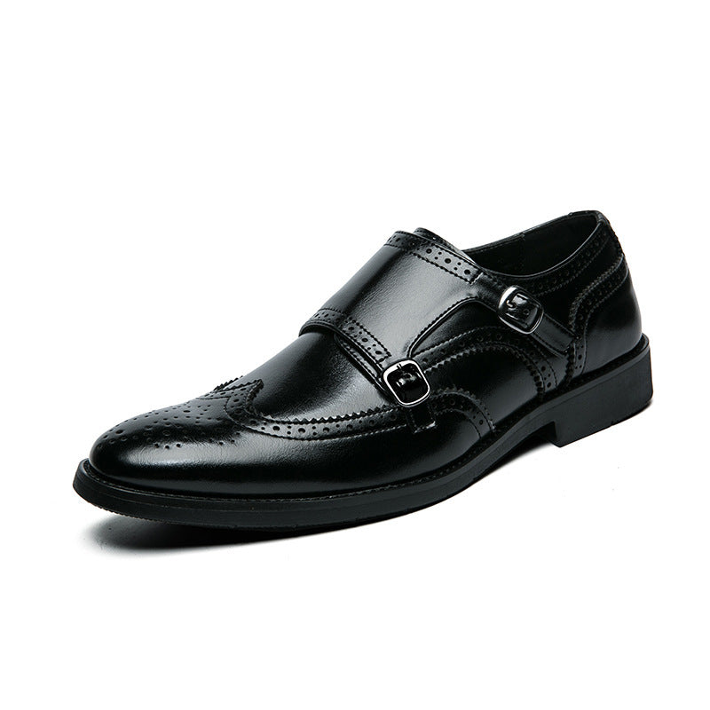 Herren elegante Doppelmonks mit Brogue-Lochung und gepolstertem Komfortfußbett Drune