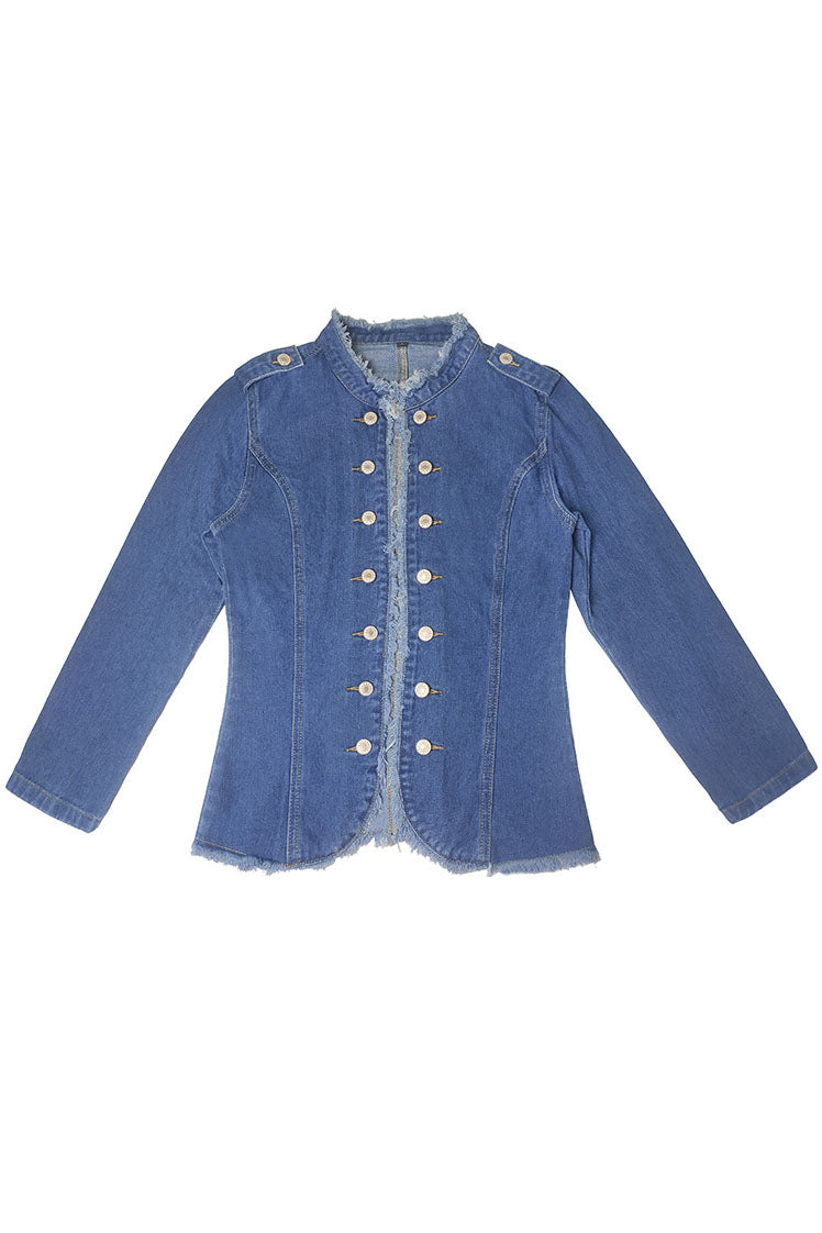 Drune | Kragen Fitted Denim Jacke