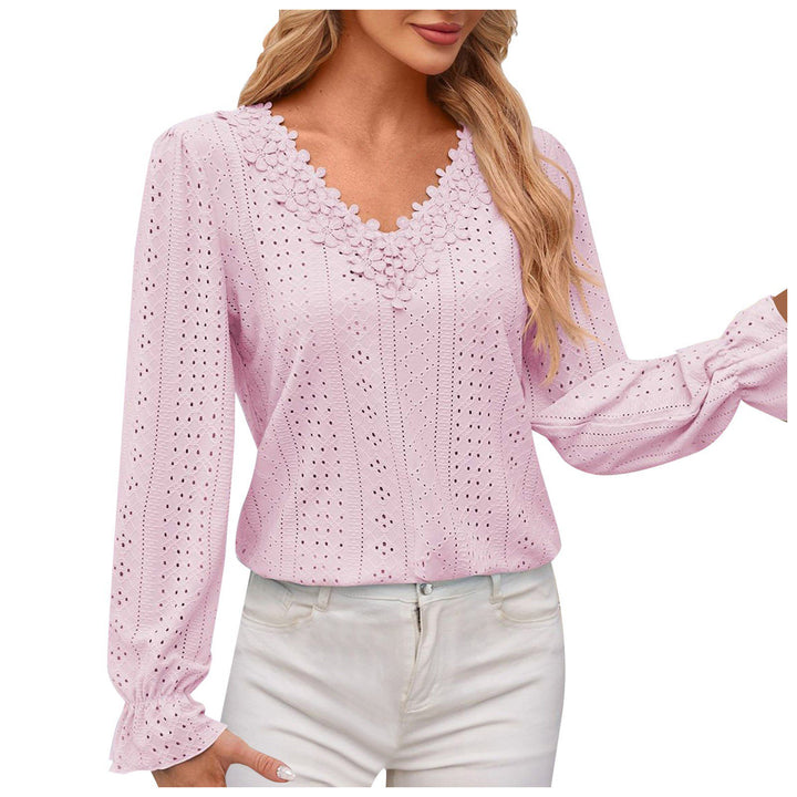 Damen Bluse mit dekorativem Spitzenkragen Drune