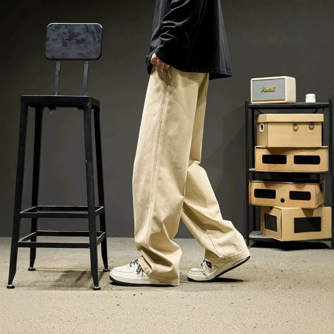 Herren Modische Cargo-Hose mit weiten Beinen Drune