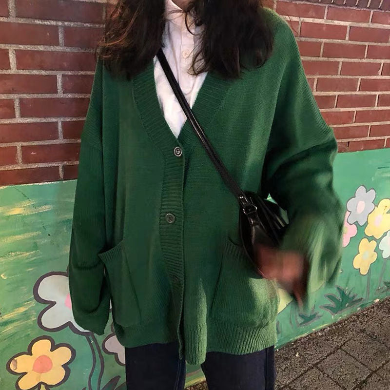 Damen bequemer Cardigan mit lässigem Schnitt und überschnittenen Schultern Drune
