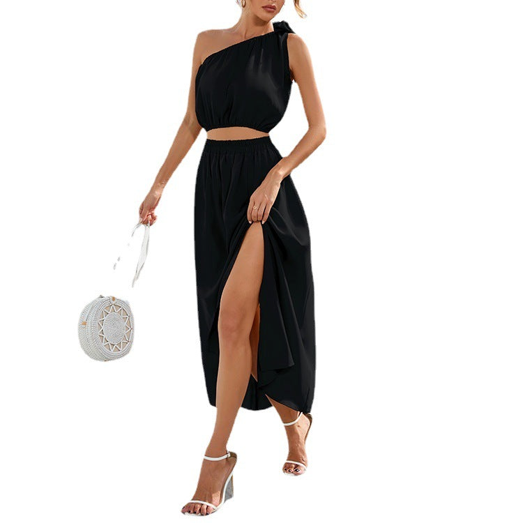 Damen Maxikleid mit asymmetrischem Schnitt und seitlichem Schlitz Drune