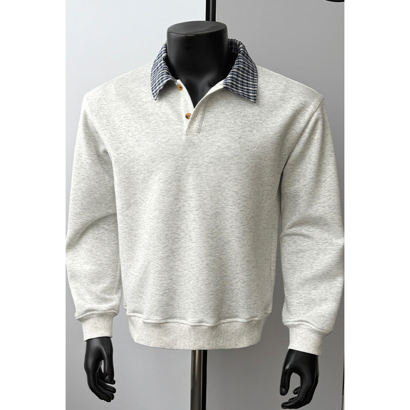 Herren Sportlicher Sweatshirt mit Kragen und Schultergurt Drune