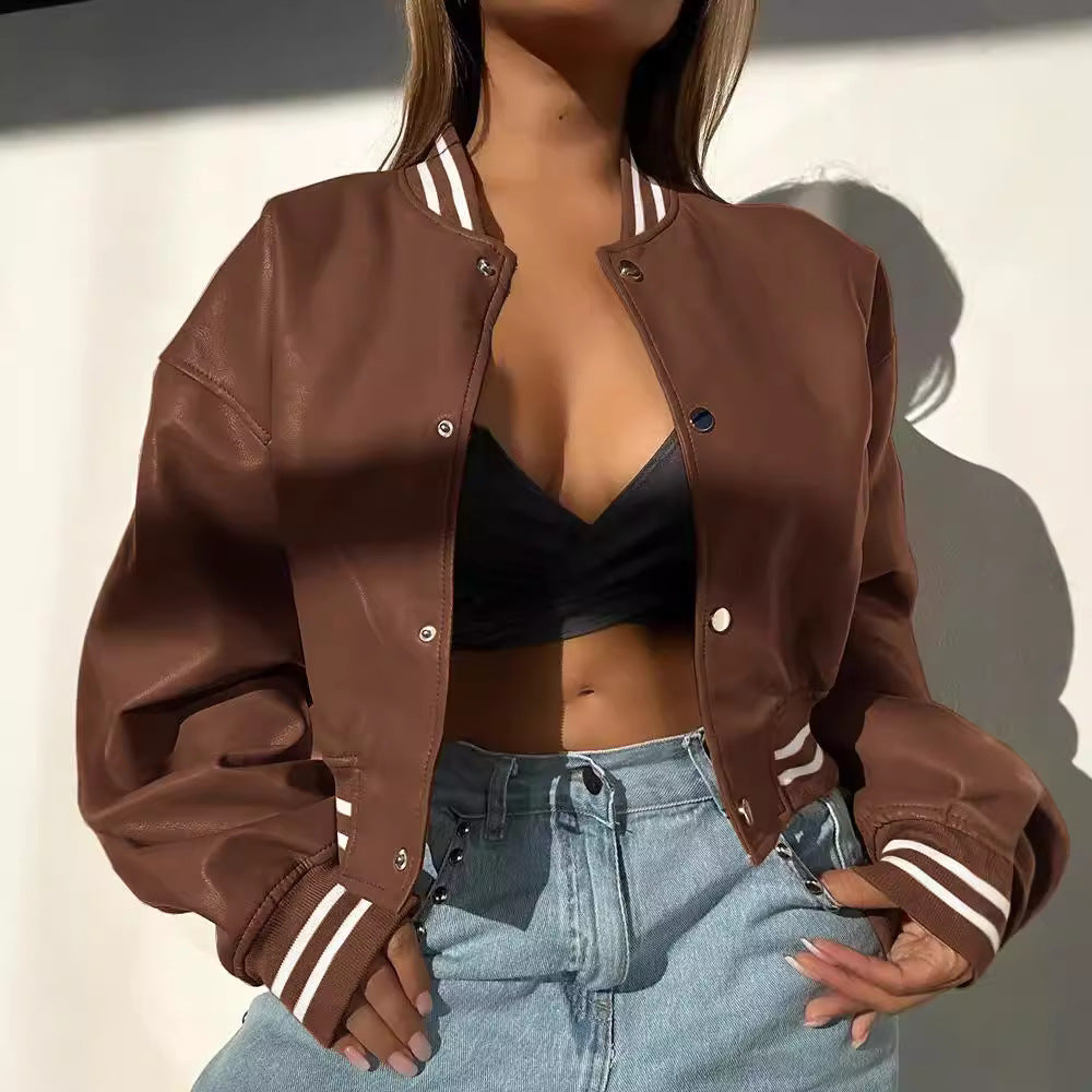 Damen Sportliche Collegejacke im modernen Design mit kontrastierenden Streifen Drune