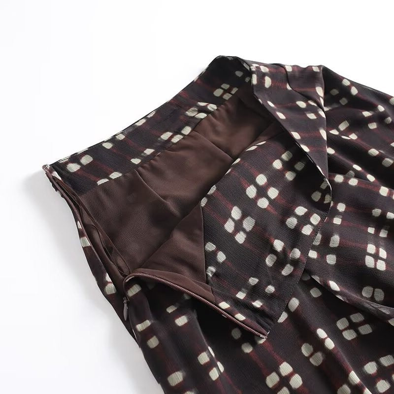 Damen Fließender Maxirock aus Chiffon mit geometrischem Allover‑Print und hoher Taille Drune