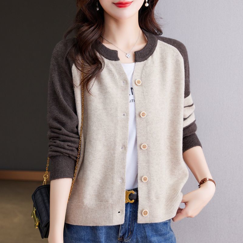 Damen Cardigan mit Farbkontrasten und Knopfdetails Drune