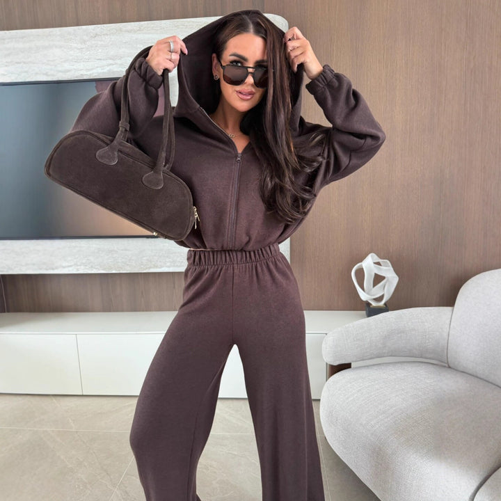 Damen Loungewear-Anzug mit weitem Schnitt und modernem Hoodie Drune