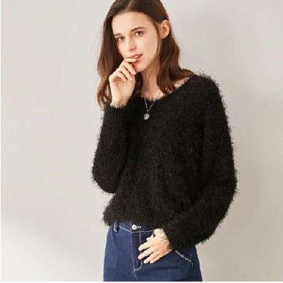 Damen Flauschiger Pulli Drune