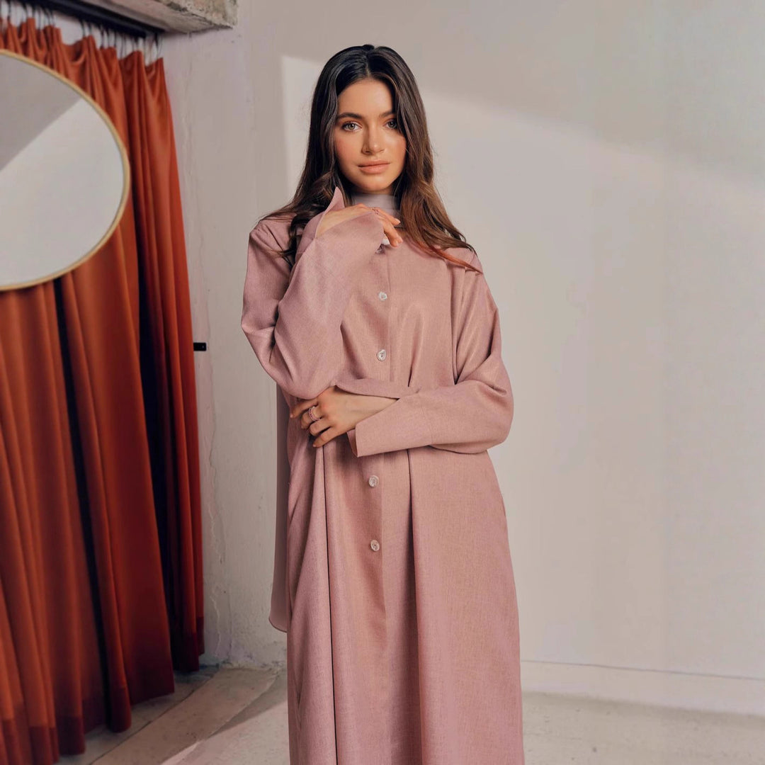Damen stilvolles Langarmhemdkleid im Oversized-Schnitt Drune