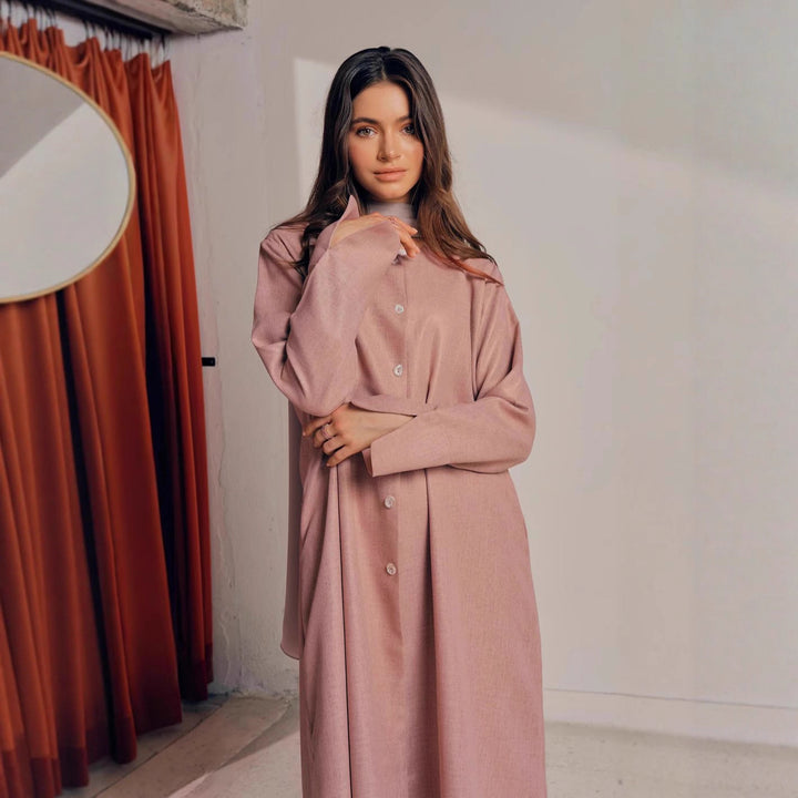 Damen stilvolles Langarmhemdkleid im Oversized-Schnitt Drune
