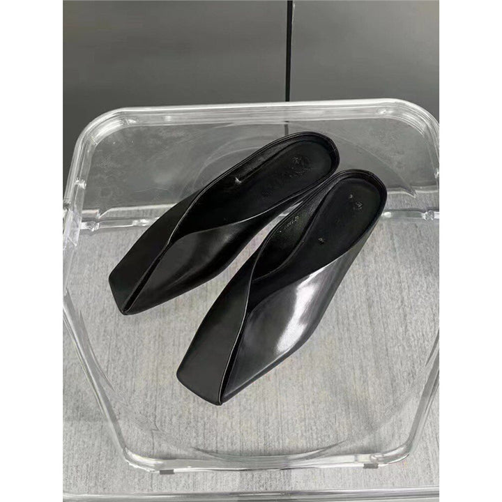 Damen fersenfreie spitz zulaufende Jacquard-Mules mit floralem Metallic‑Muster und flachem Absatz Drune