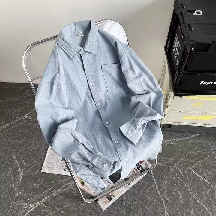 Herren Lässiges Hemd mit Brusttasche und Knopfleiste Drune